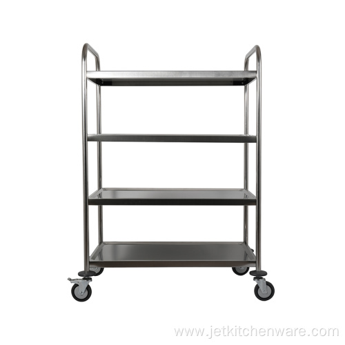 Stainless Steel Round Tube Four Tiers Food Cart